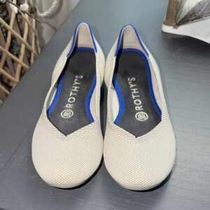 Rothy's Cream and Blue Birdseye Loafers/Flats